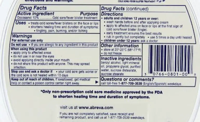 abreva ingredients